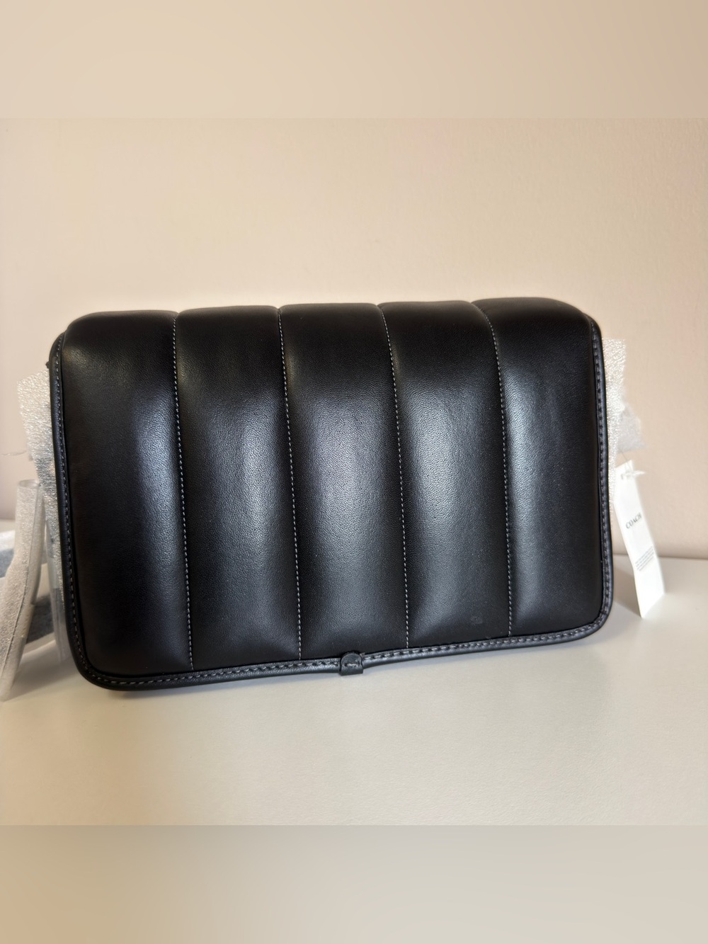 Coach Black Quilted Leather Shoulder Bag with Brass C-Clasp C7725 STUDIO - Picture 6 of 10
